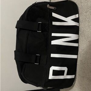 Rare Victoria’s Secret PINK Black Large Rolling Duffles Travel Luggage Bag